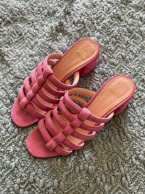J. Crew Rose Pink Multi-Strap Block Heel Mules
